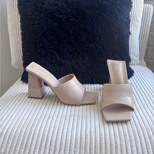 Chic Nude Block Heel Mules